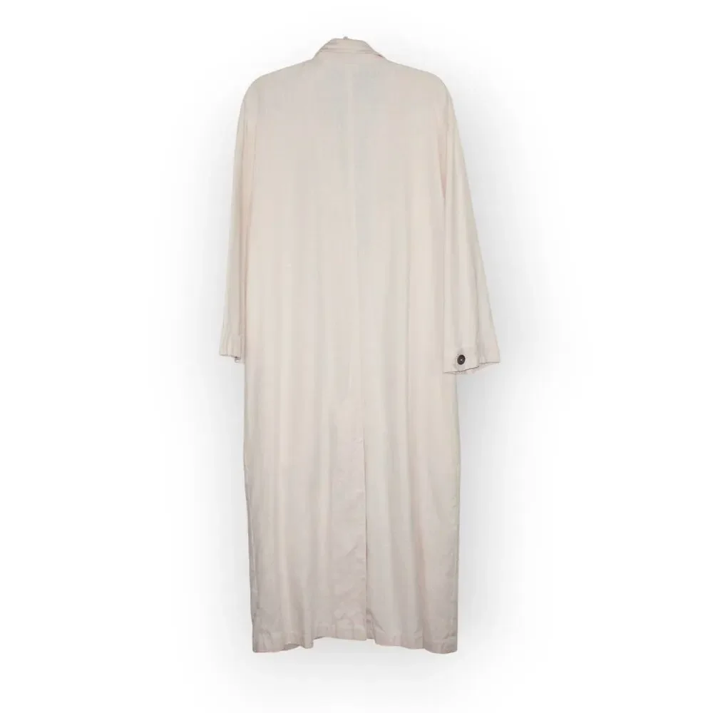 Medium Vintage Linen Duster PalePink 80s Oversize LizClaiborne Midi Jacket - Picture 3 of 16